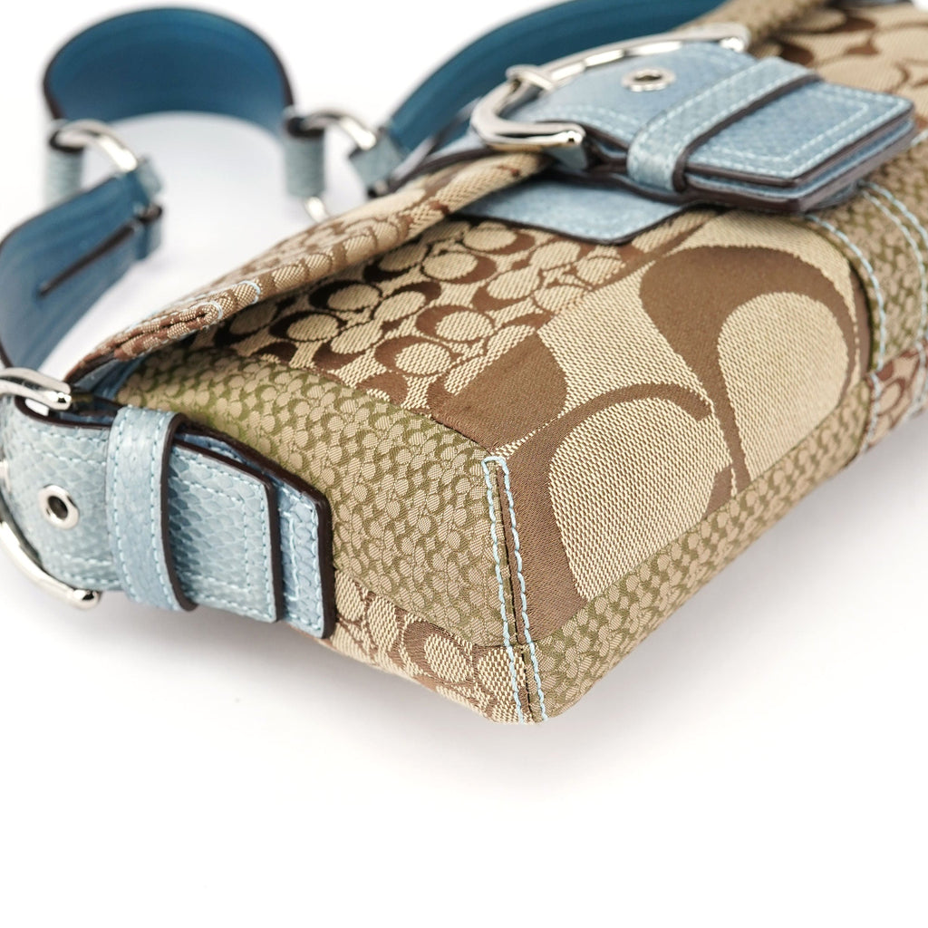 3689 Beige Blue Snakeskin Soho Shoulder Bag