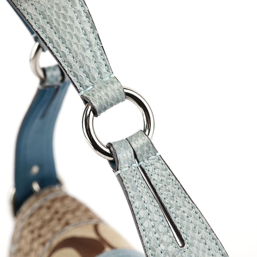 3689 Beige Blue Snakeskin Soho Shoulder Bag