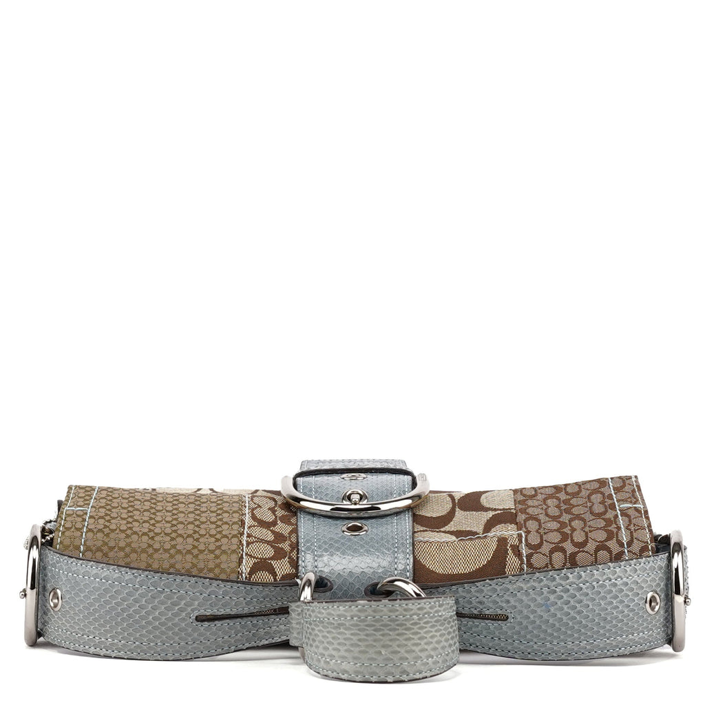 3689 Beige Blue Snakeskin Soho Shoulder Bag
