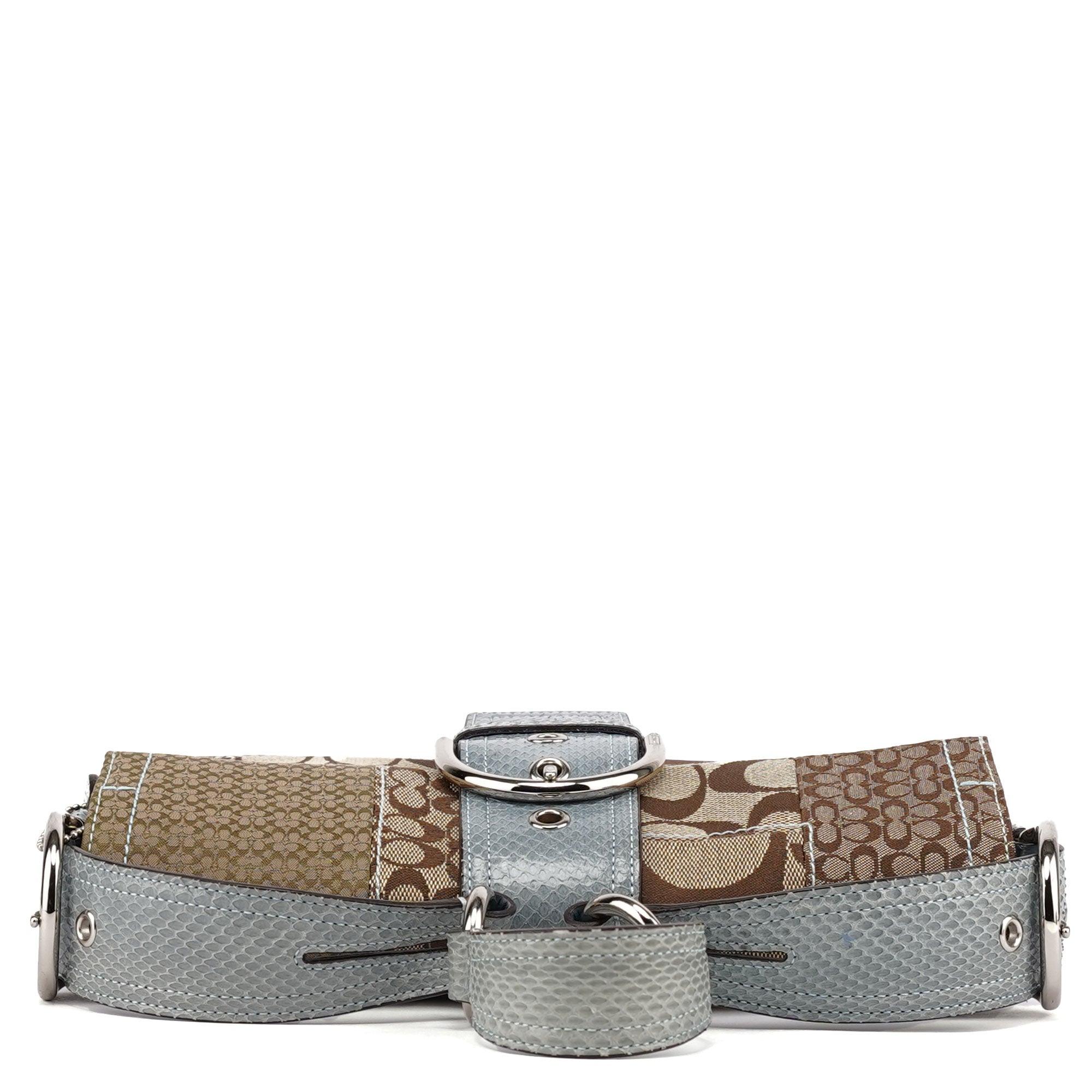 3689 Beige Blue Snakeskin Soho Shoulder Bag