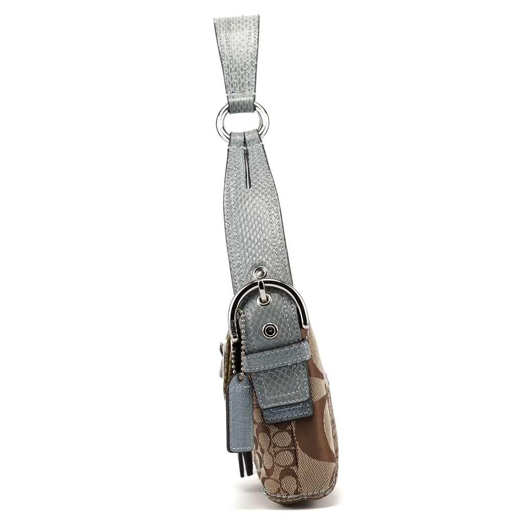 3689 Beige Blue Snakeskin Soho Shoulder Bag