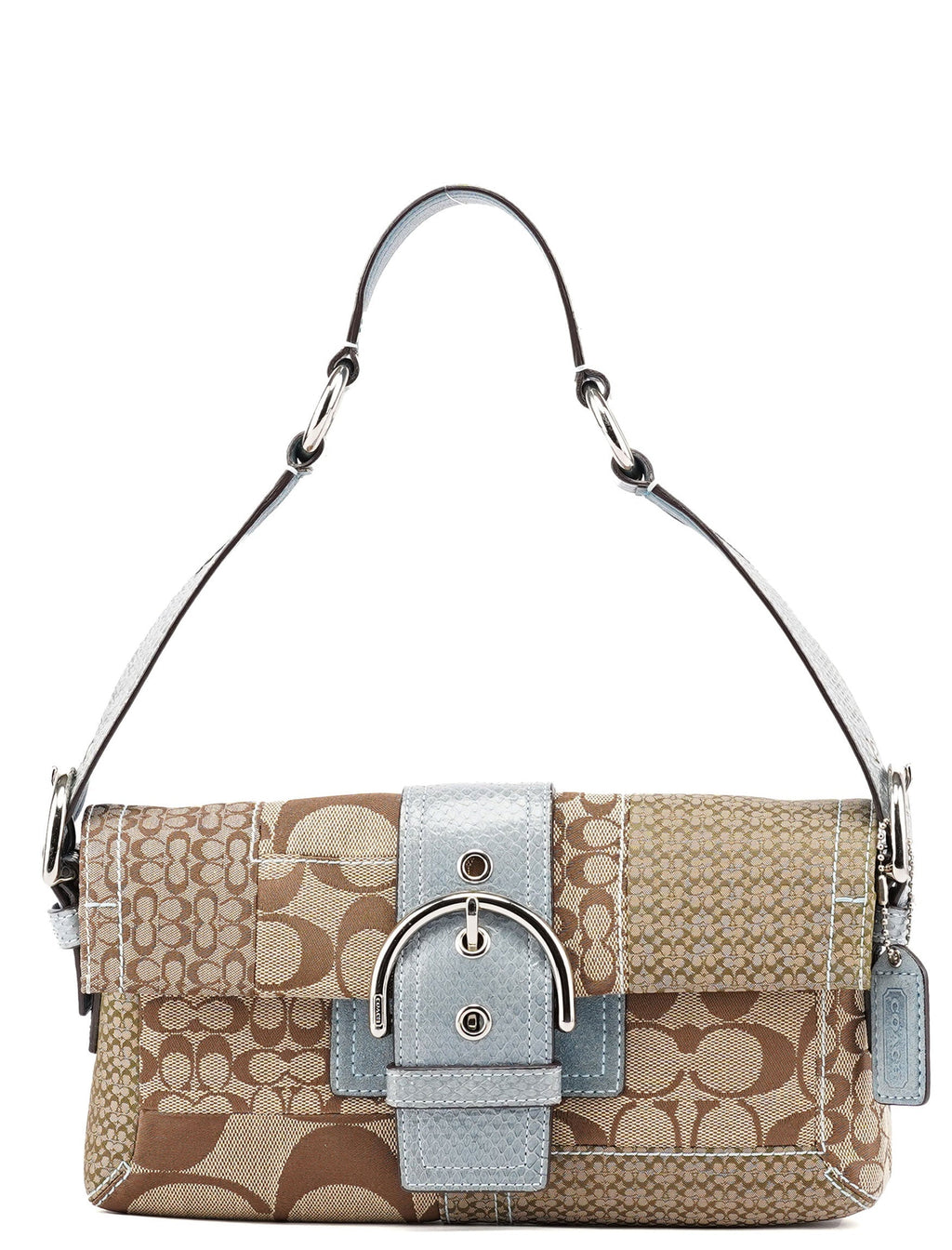 3689 Beige Blue Snakeskin Soho Shoulder Bag