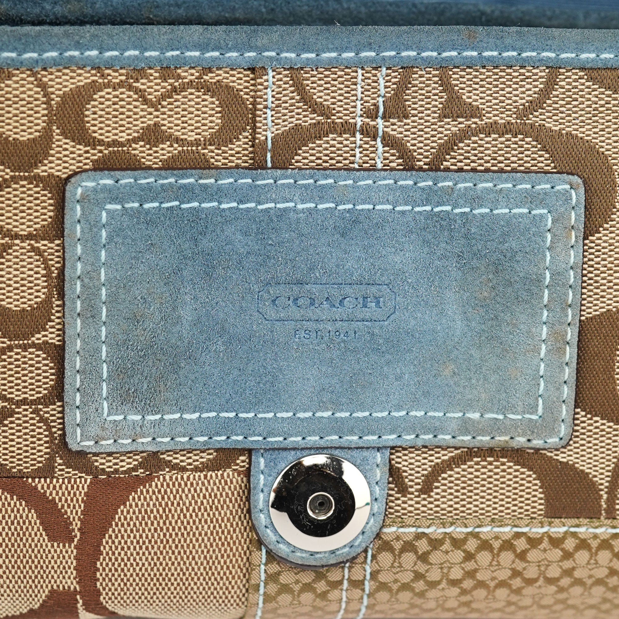 3689 Beige Blue Snakeskin Soho Shoulder Bag