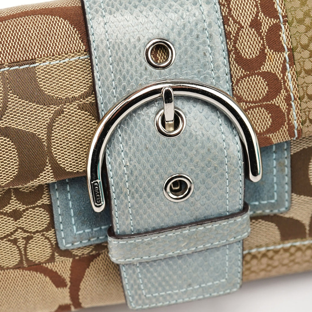 3689 Beige Blue Snakeskin Soho Shoulder Bag