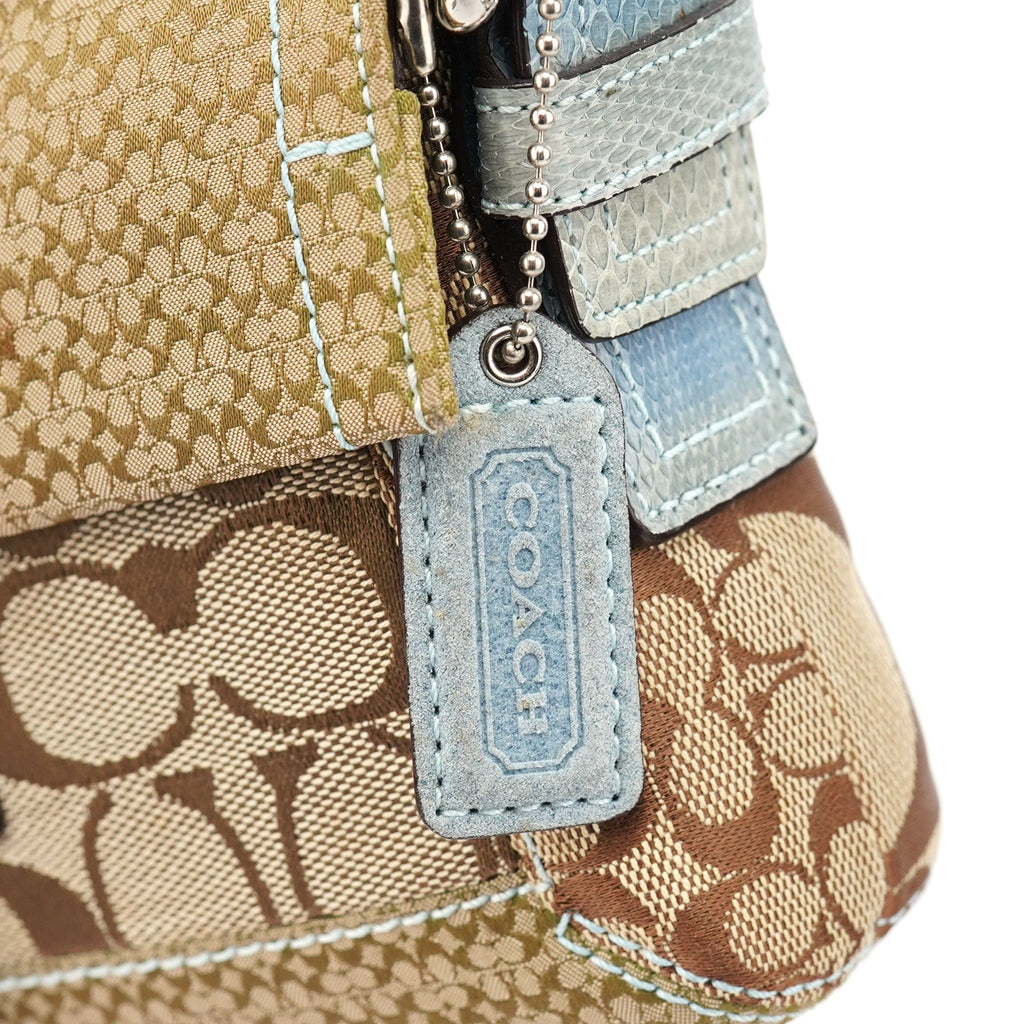 3689 Beige Blue Snakeskin Soho Shoulder Bag