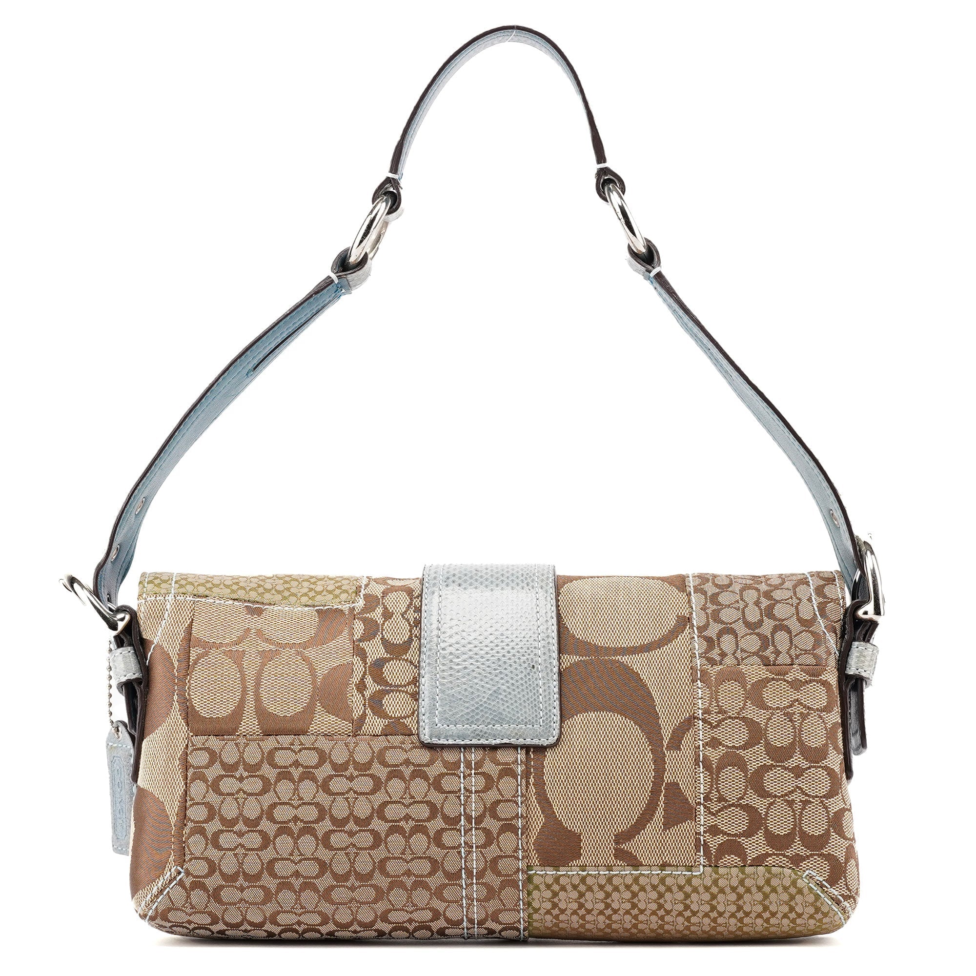 3689 Beige Blue Snakeskin Soho Shoulder Bag