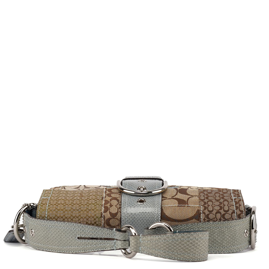 3689 Beige Blue Snakeskin Soho Shoulder Bag