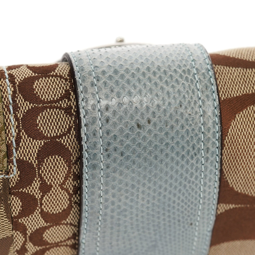 3689 Beige Blue Snakeskin Soho Shoulder Bag