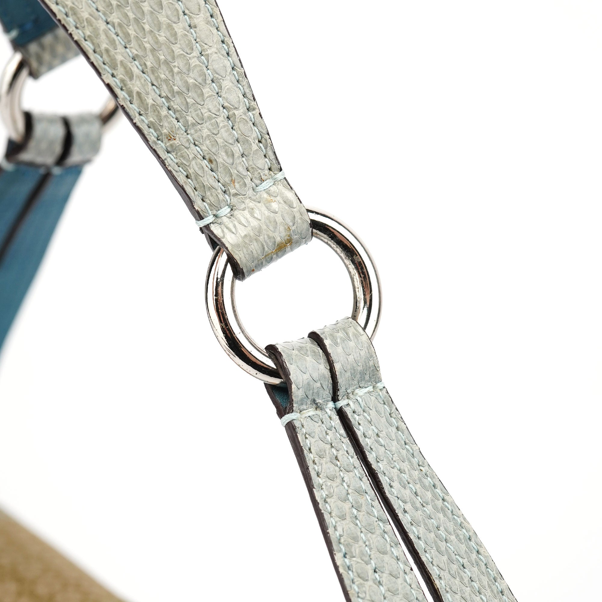 3689 Beige Blue Snakeskin Soho Shoulder Bag