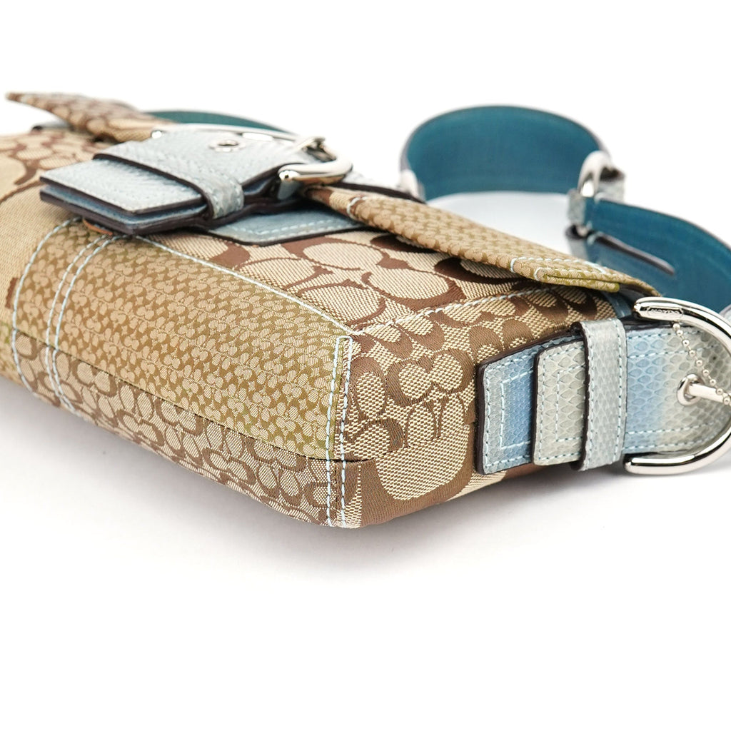3689 Beige Blue Snakeskin Soho Shoulder Bag