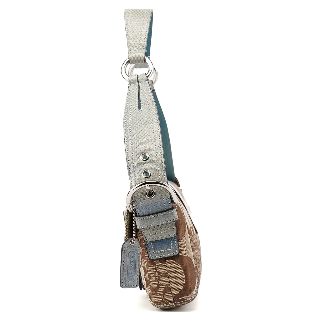 3689 Beige Blue Snakeskin Soho Shoulder Bag
