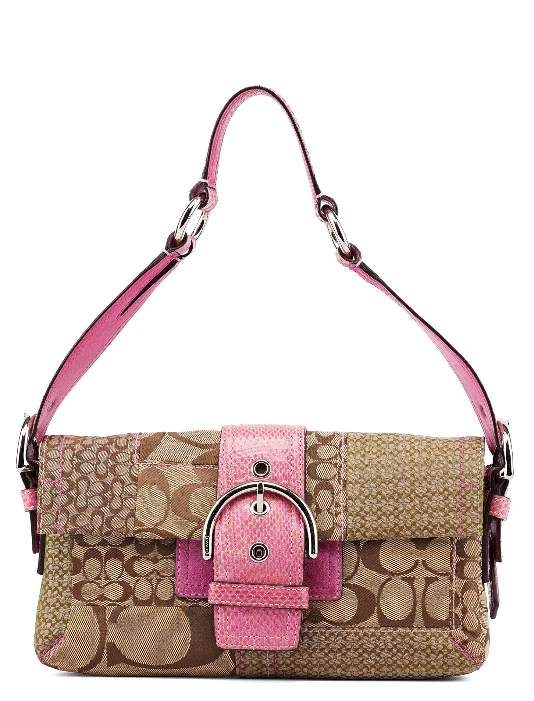 3689 Beige Pink Signature C Soho Shoulder Bag