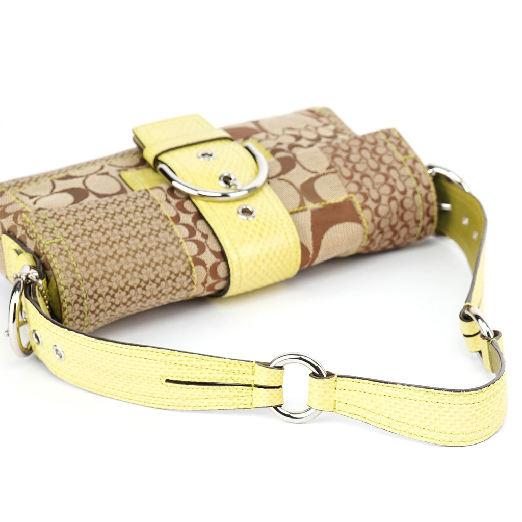 3689 Beige Snakeskin Embossed Soho Bag
