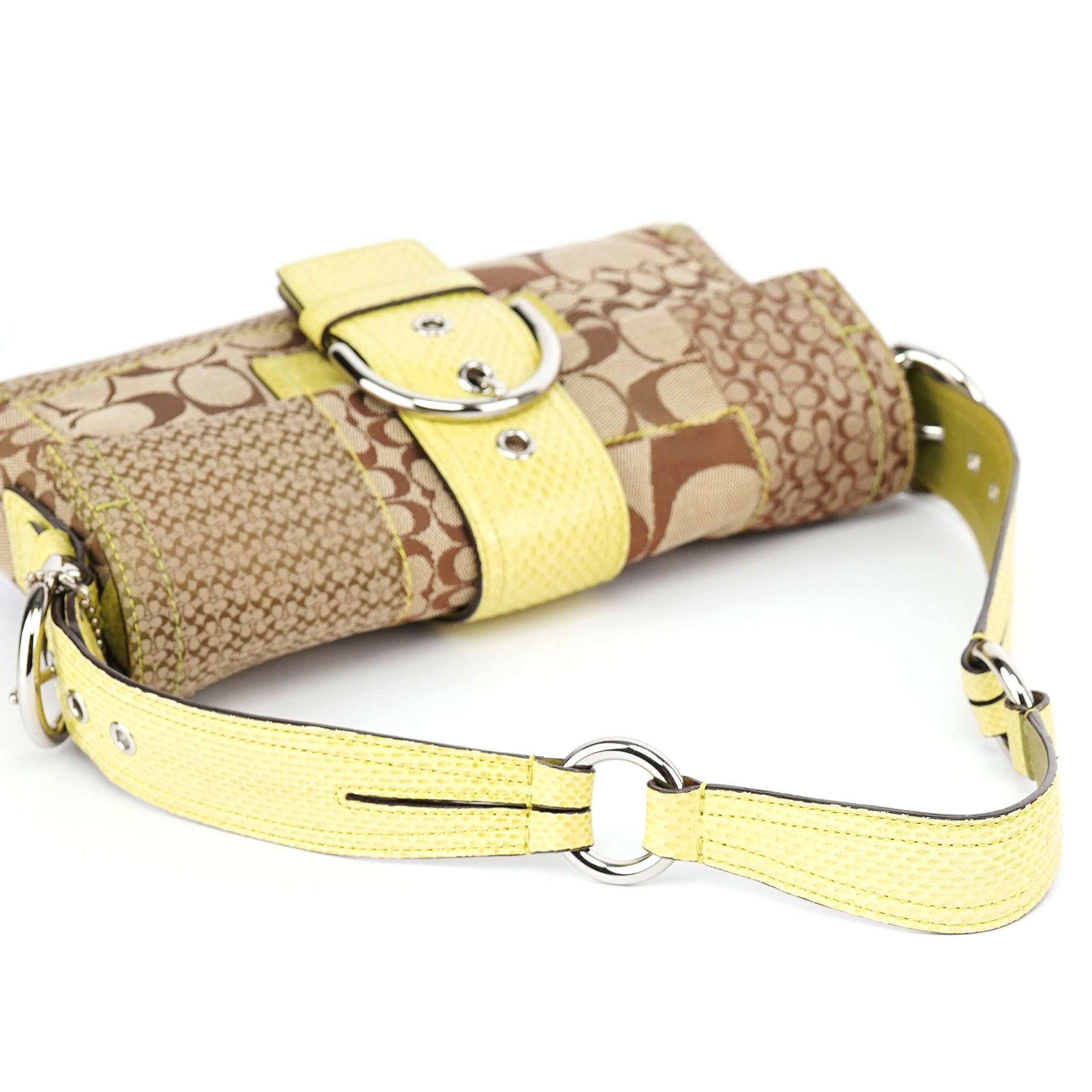 3689 Beige Snakeskin Embossed Soho Bag