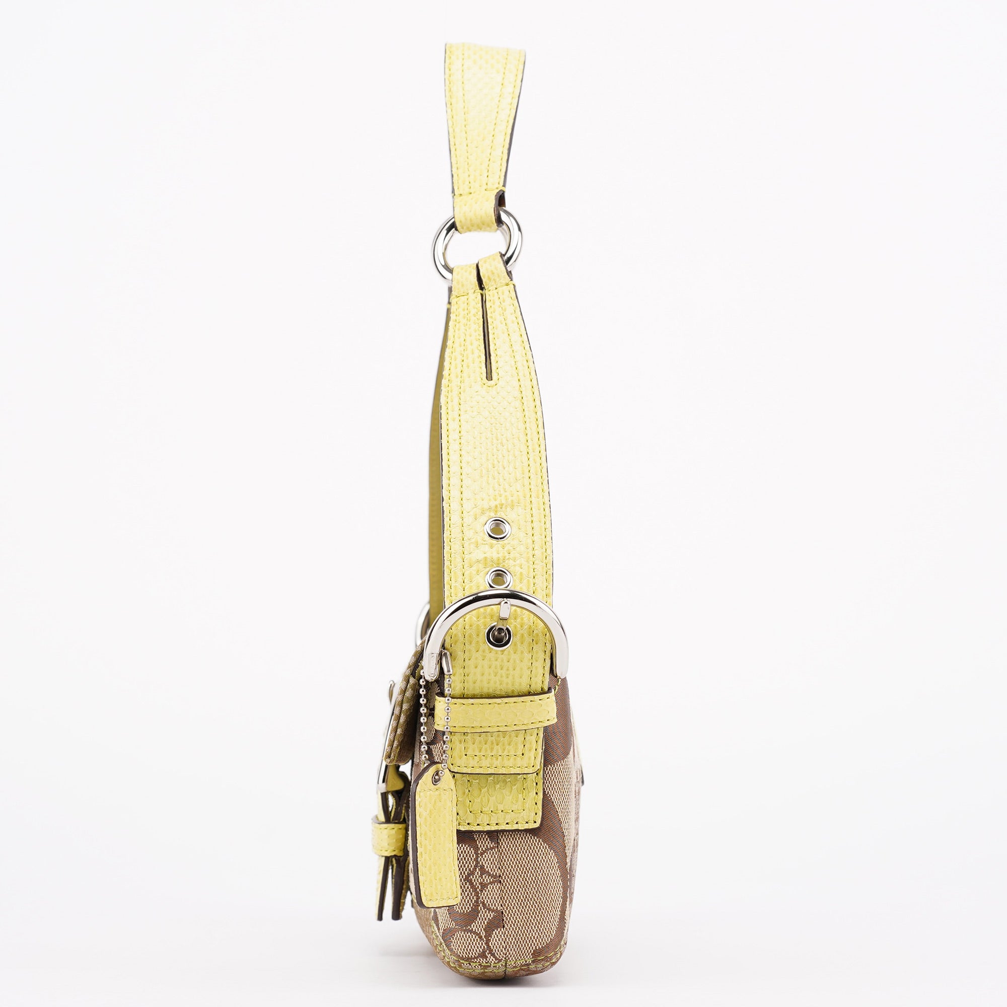 3689 Beige Snakeskin Embossed Soho Bag