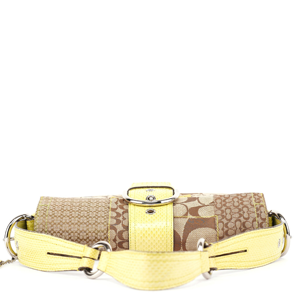 3689 Beige Snakeskin Embossed Soho Bag