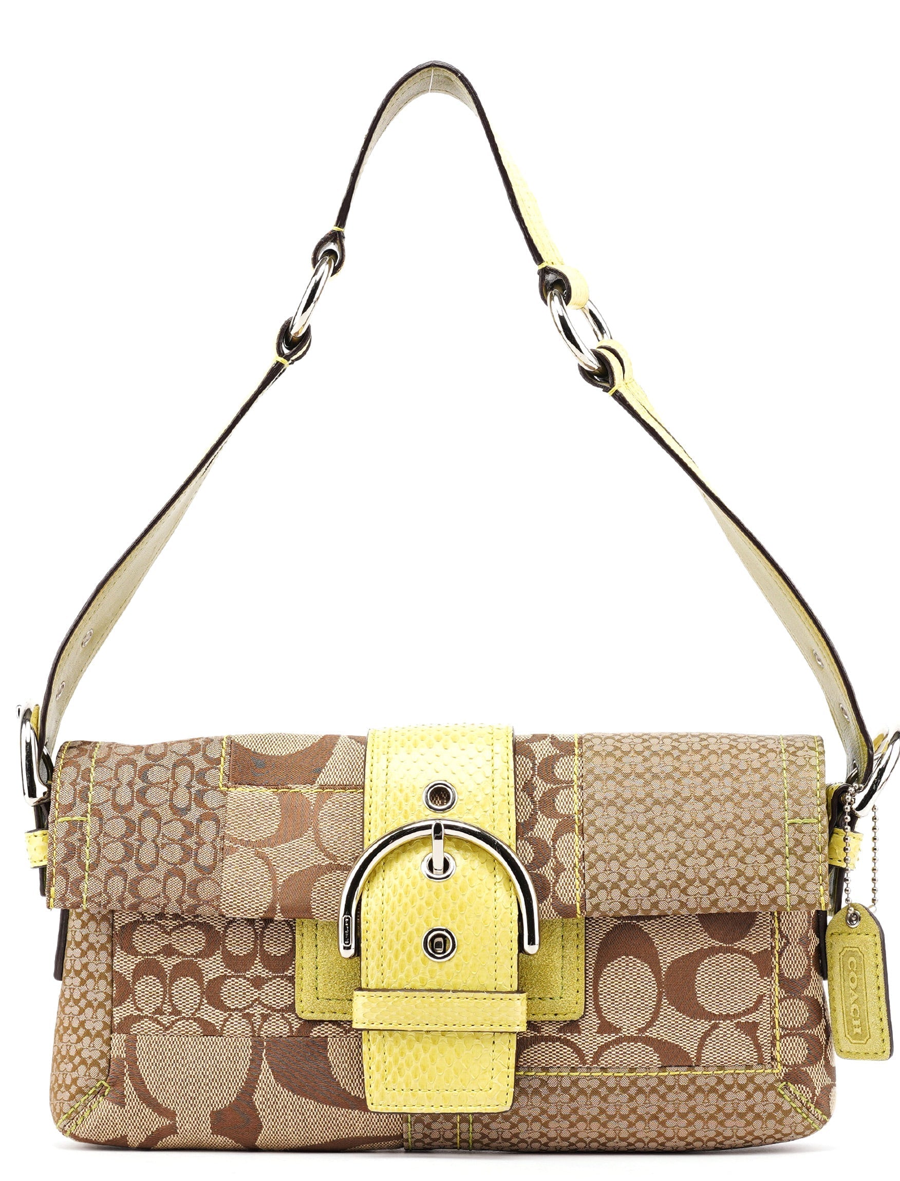 3689 Beige Snakeskin Embossed Soho Bag