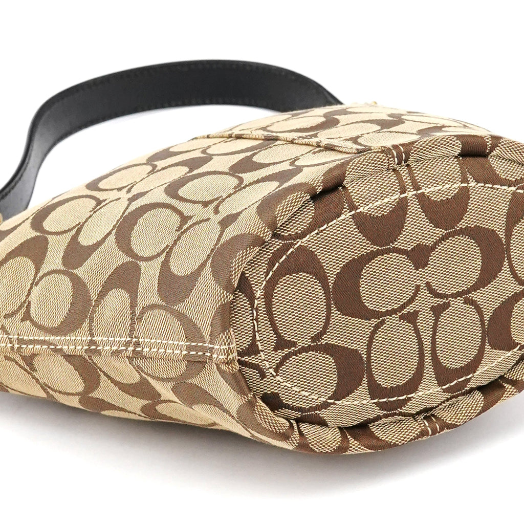 40896 Beige Brown Signature Canvas Shoulder Bag