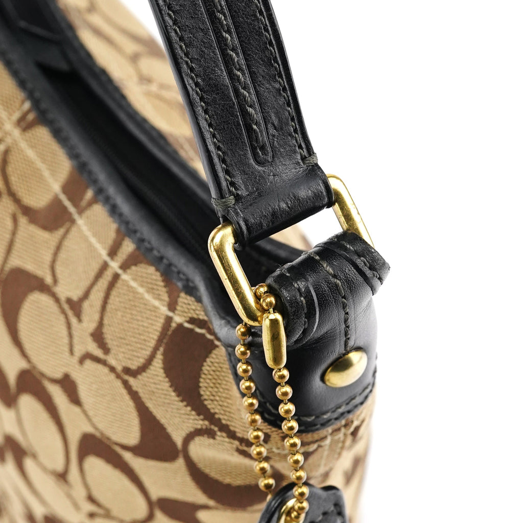 40896 Beige Brown Signature Canvas Shoulder Bag