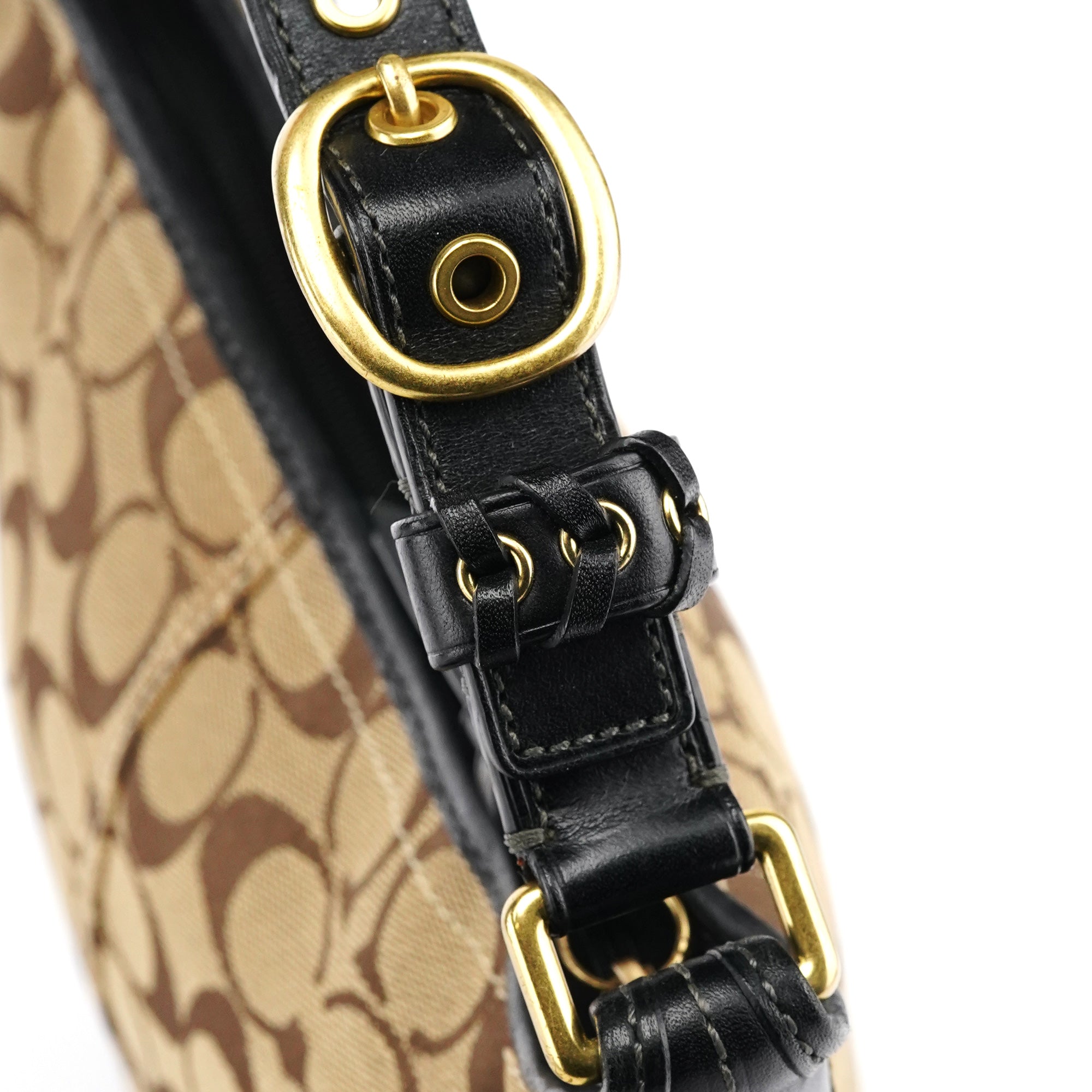 40896 Beige Brown Signature Canvas Shoulder Bag