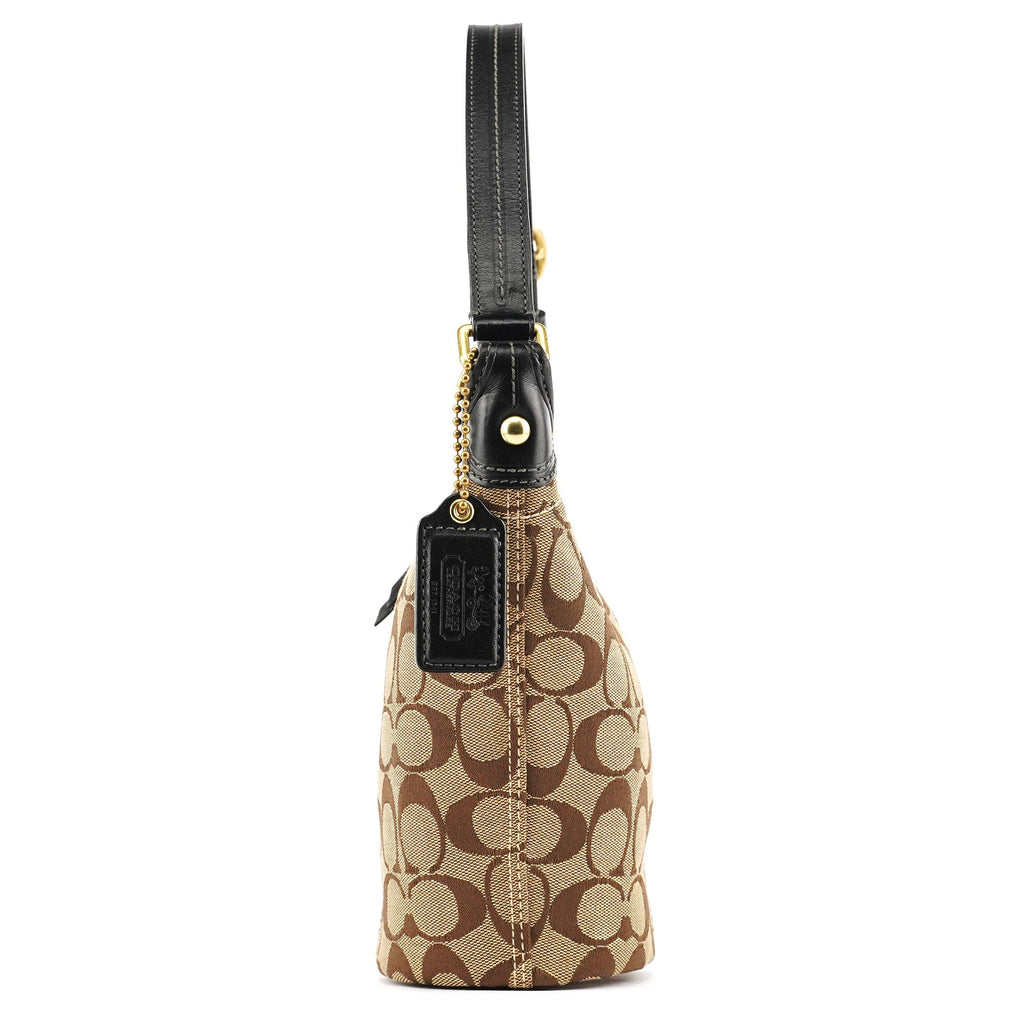 40896 Beige Brown Signature Canvas Shoulder Bag