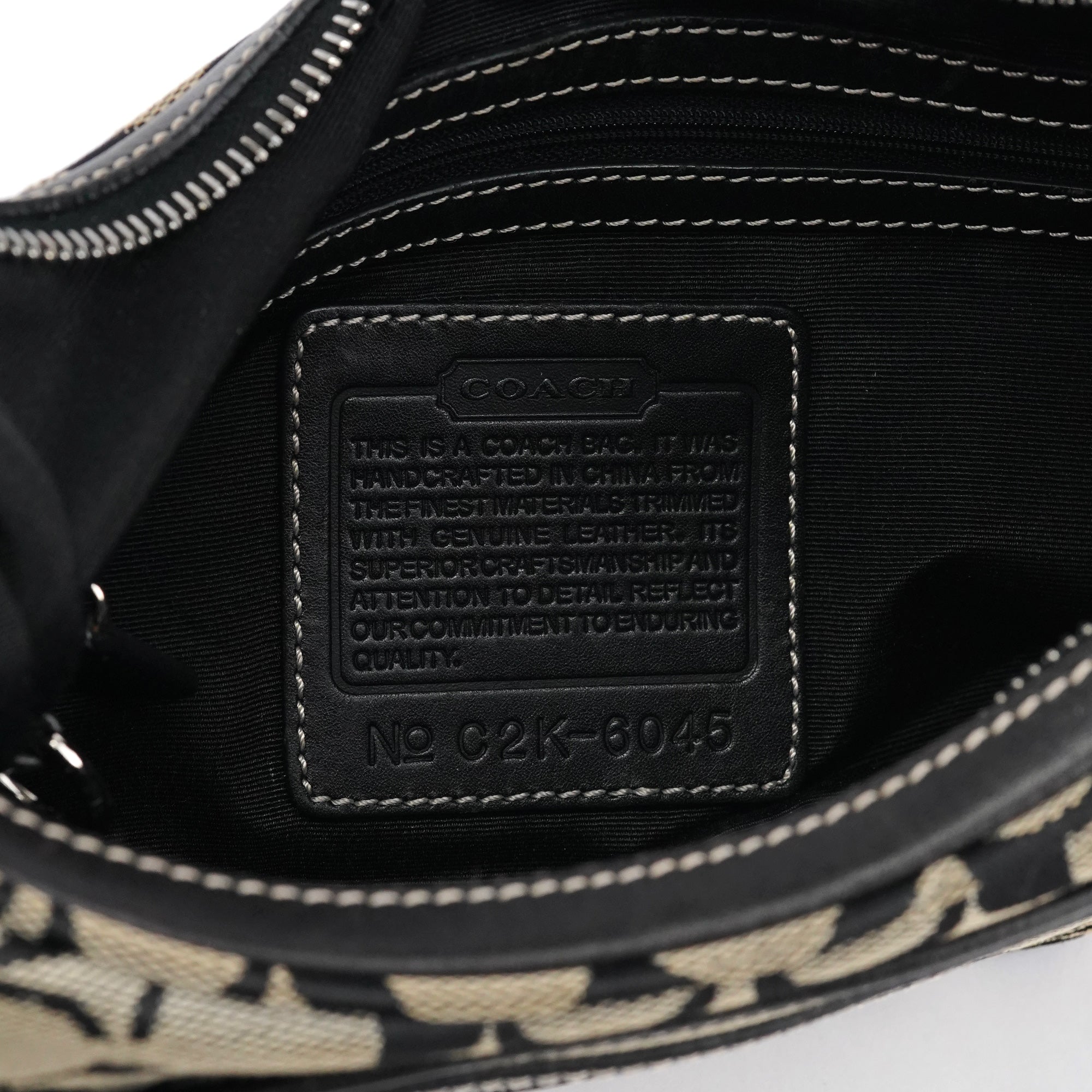 6045 Grey Black Signature Shoulder Bag