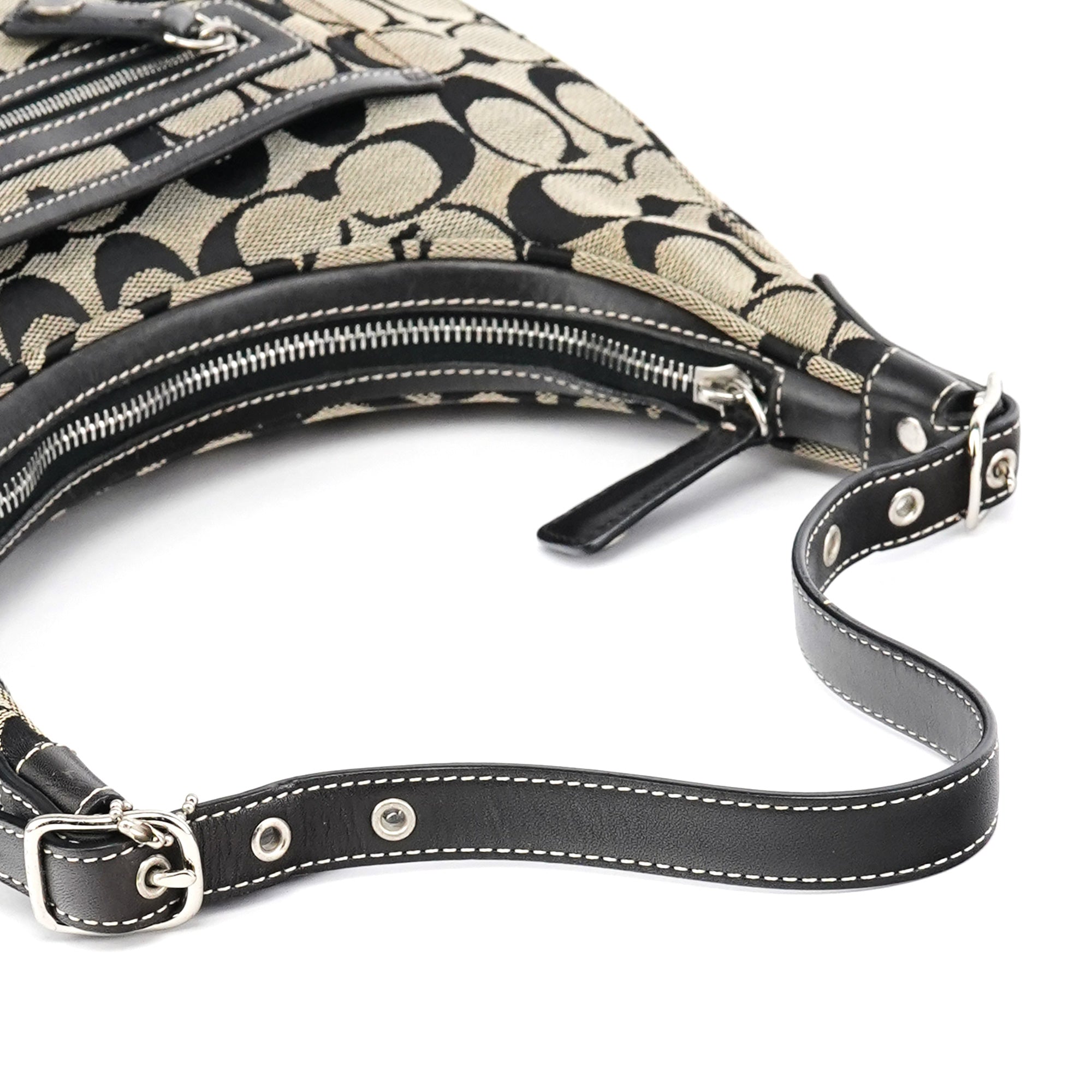 6045 Grey Black Signature Shoulder Bag