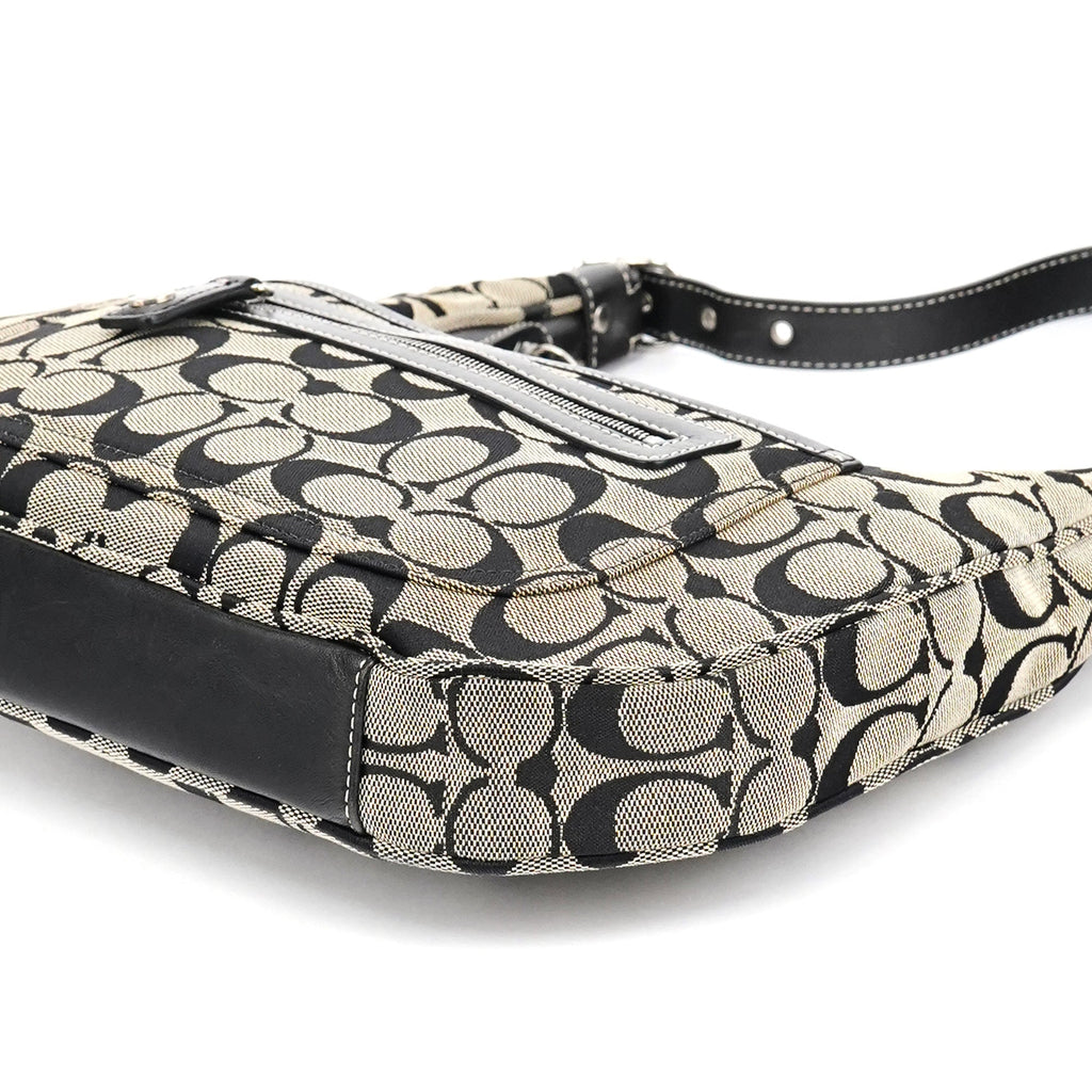 6045 Grey Black Signature Shoulder Bag