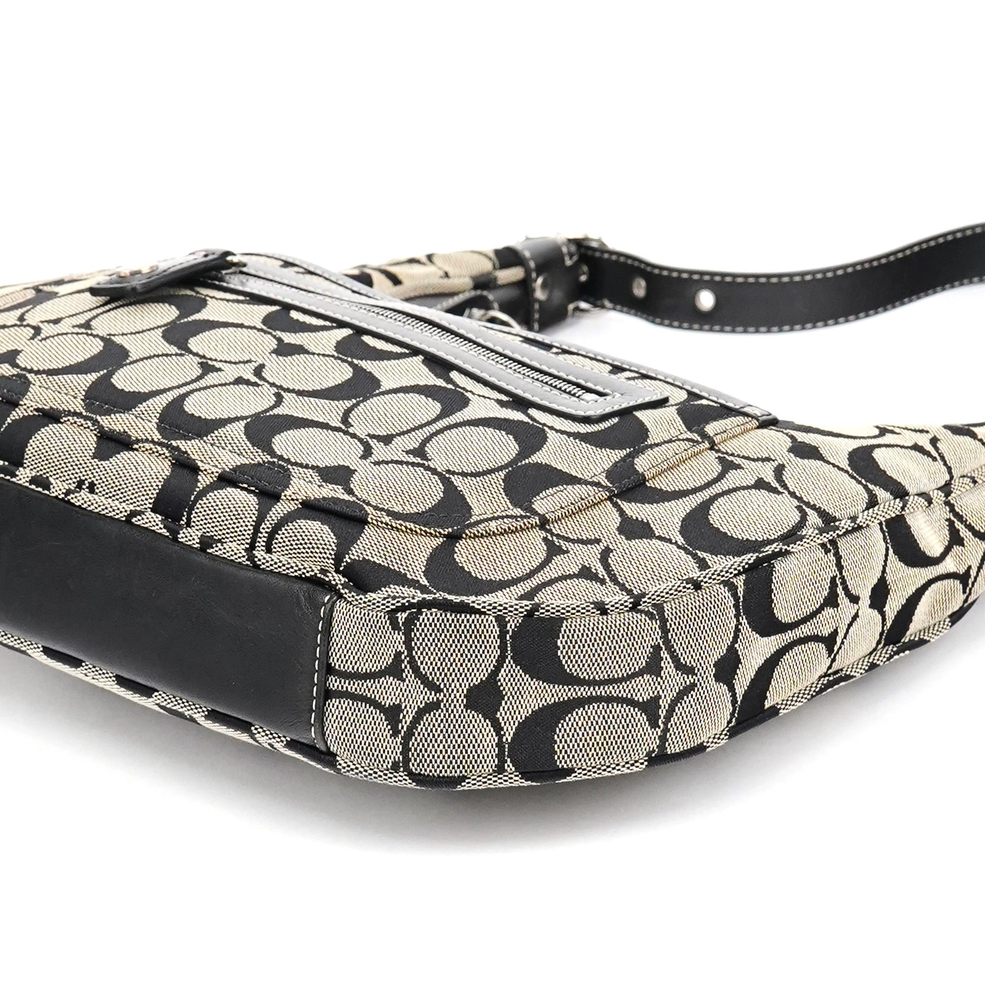 6045 Grey Black Signature Shoulder Bag