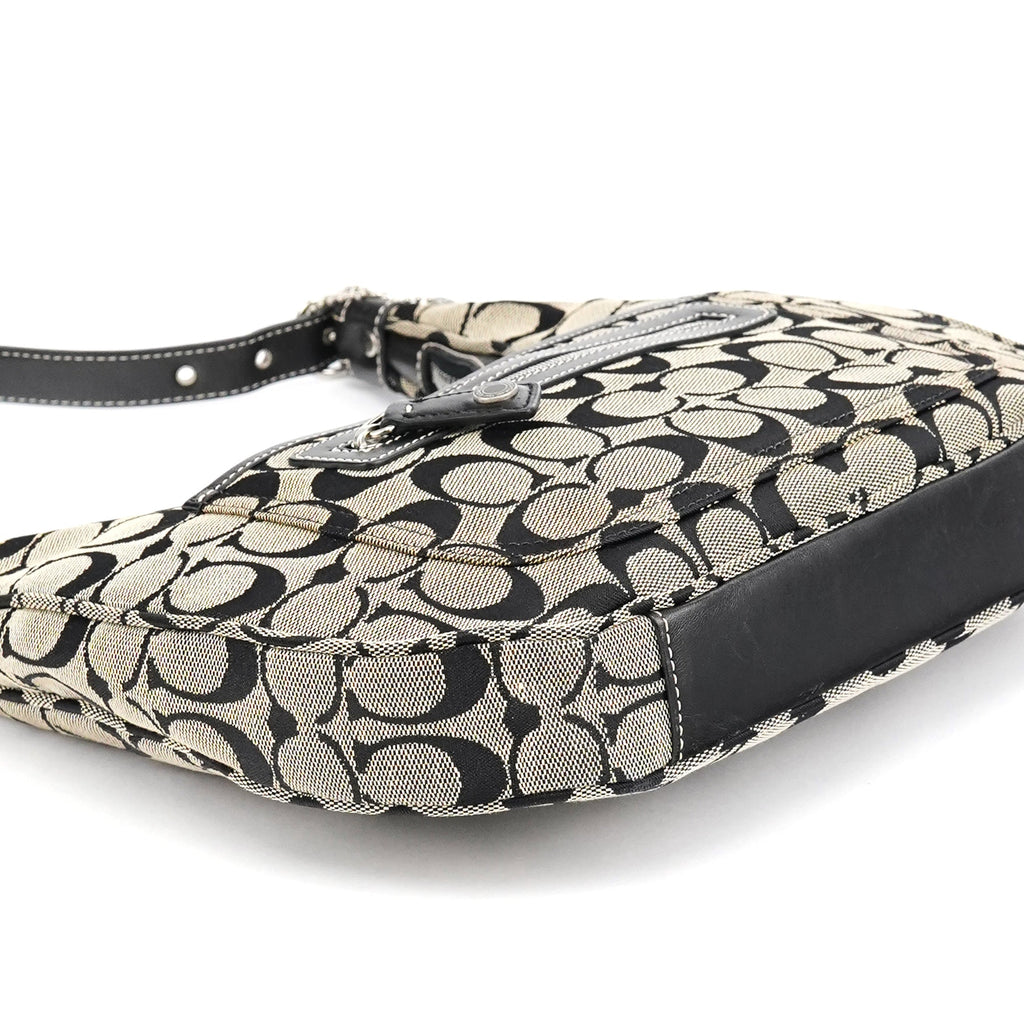 6045 Grey Black Signature Shoulder Bag