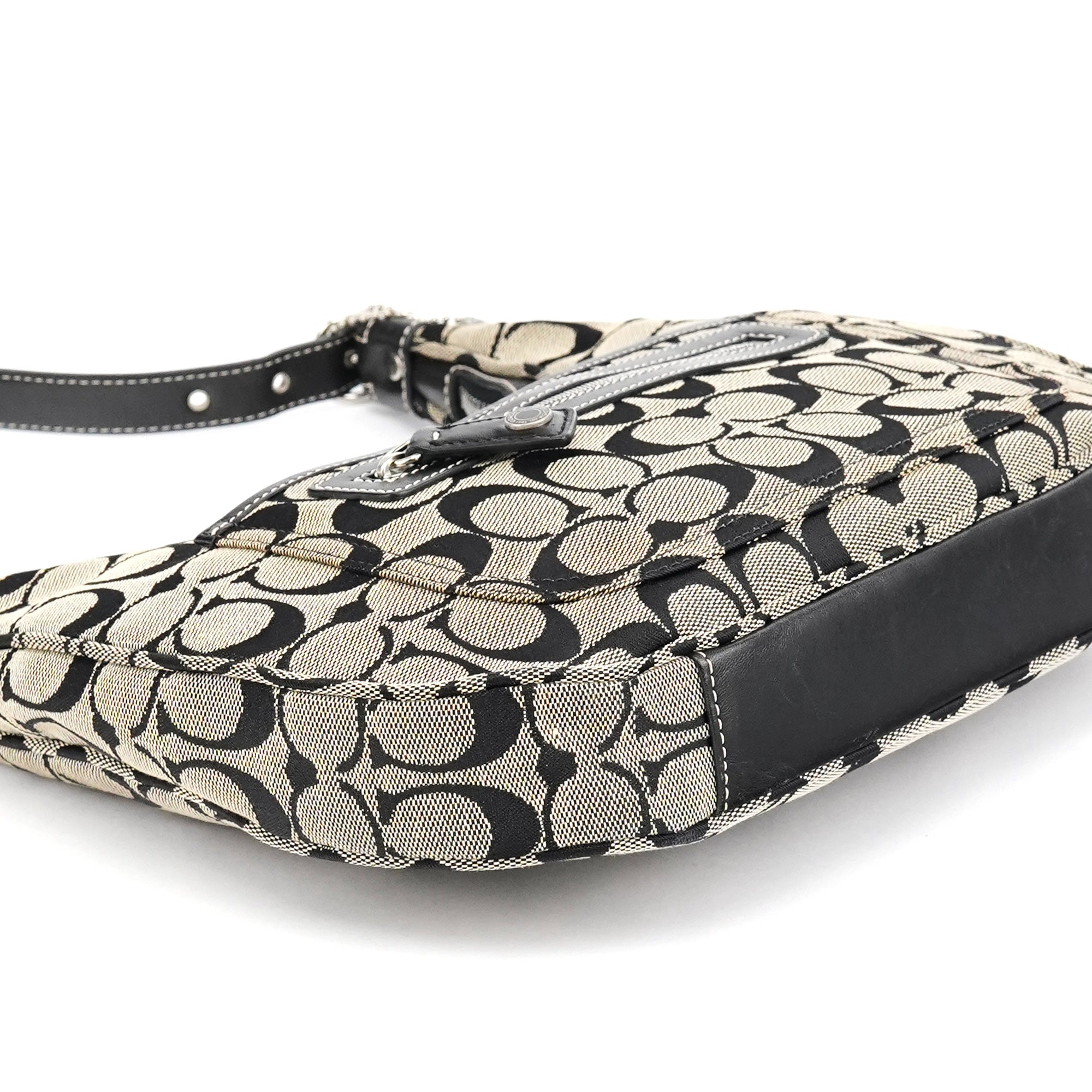 6045 Grey Black Signature Shoulder Bag