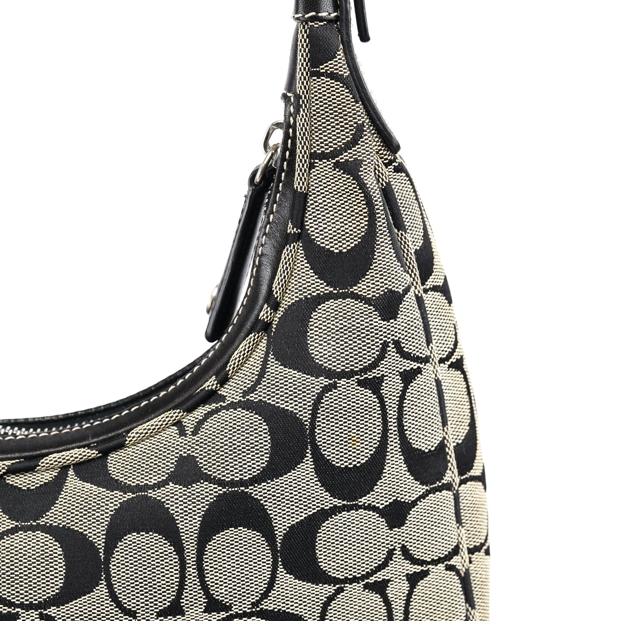 6045 Grey Black Signature Shoulder Bag