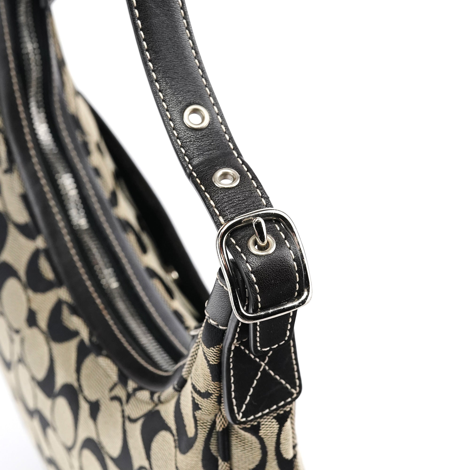 6045 Grey Black Signature Shoulder Bag