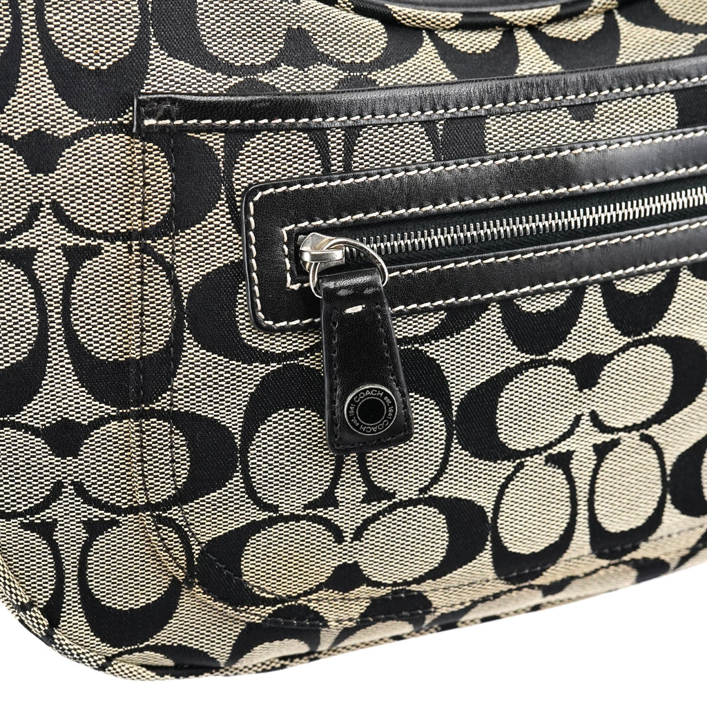 6045 Grey Black Signature Shoulder Bag