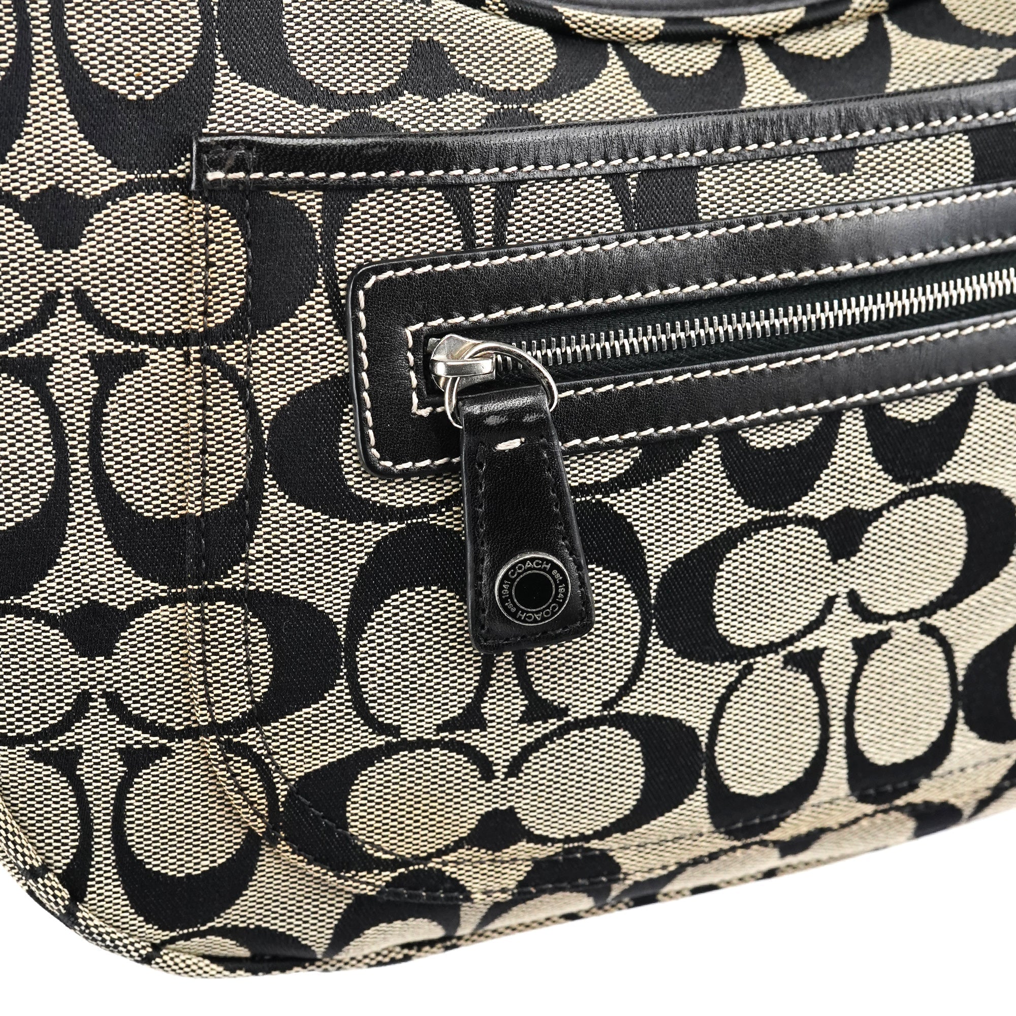 6045 Grey Black Signature Shoulder Bag