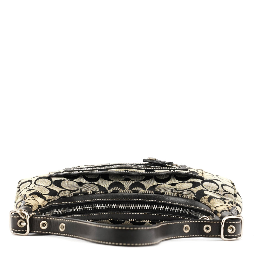 6045 Grey Black Signature Shoulder Bag
