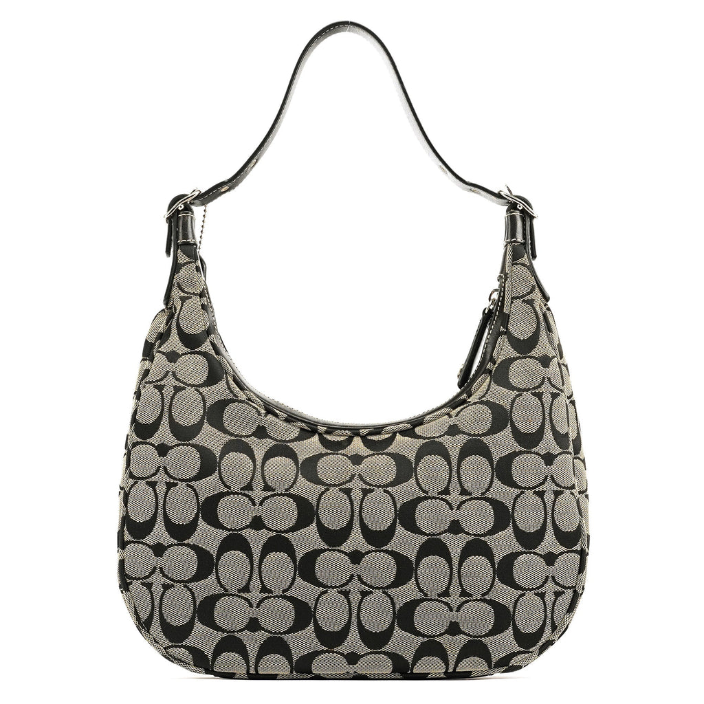 6045 Grey Black Signature Shoulder Bag