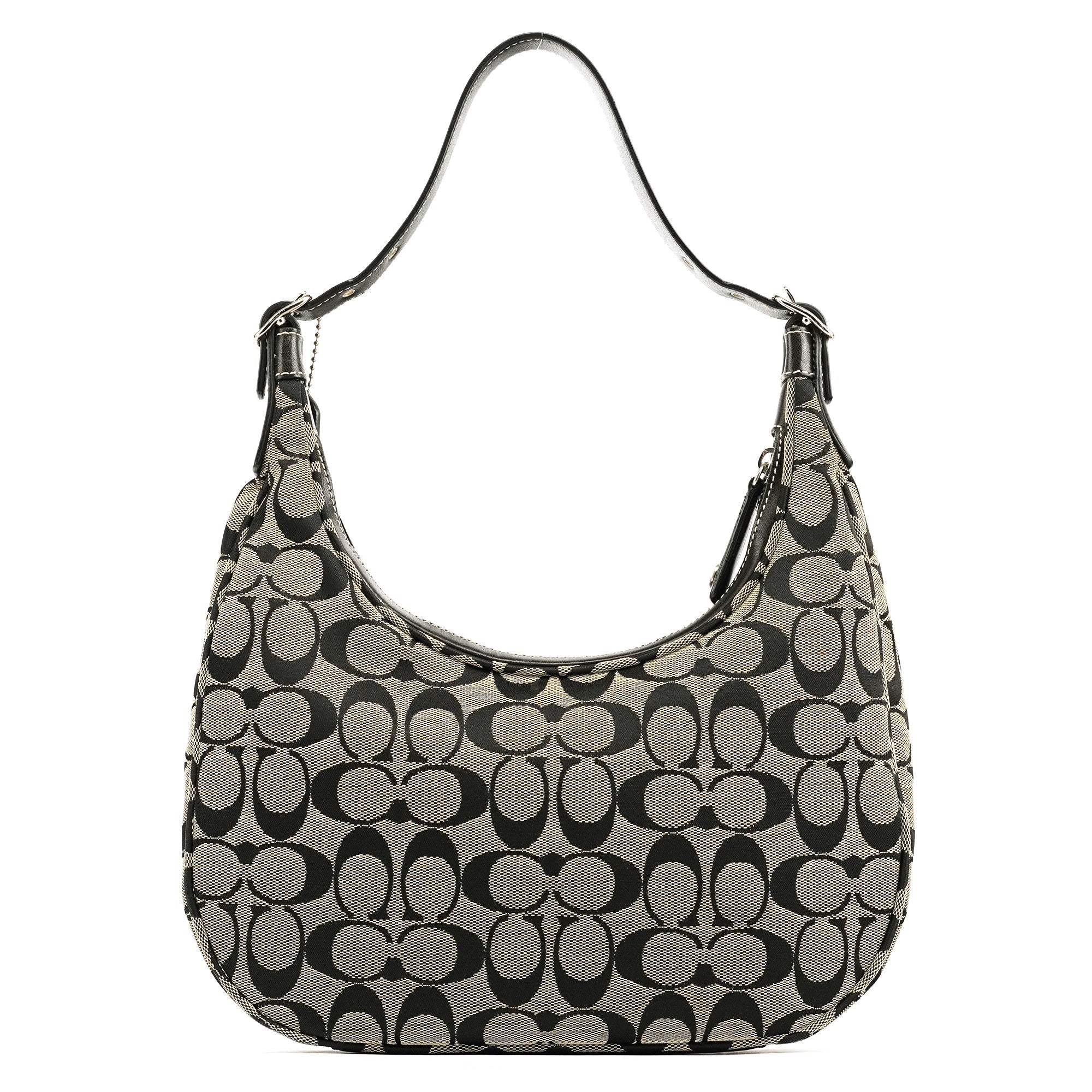 6045 Grey Black Signature Shoulder Bag