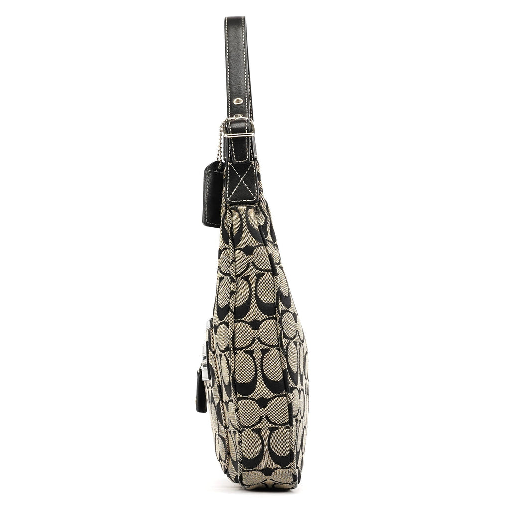 6045 Grey Black Signature Shoulder Bag