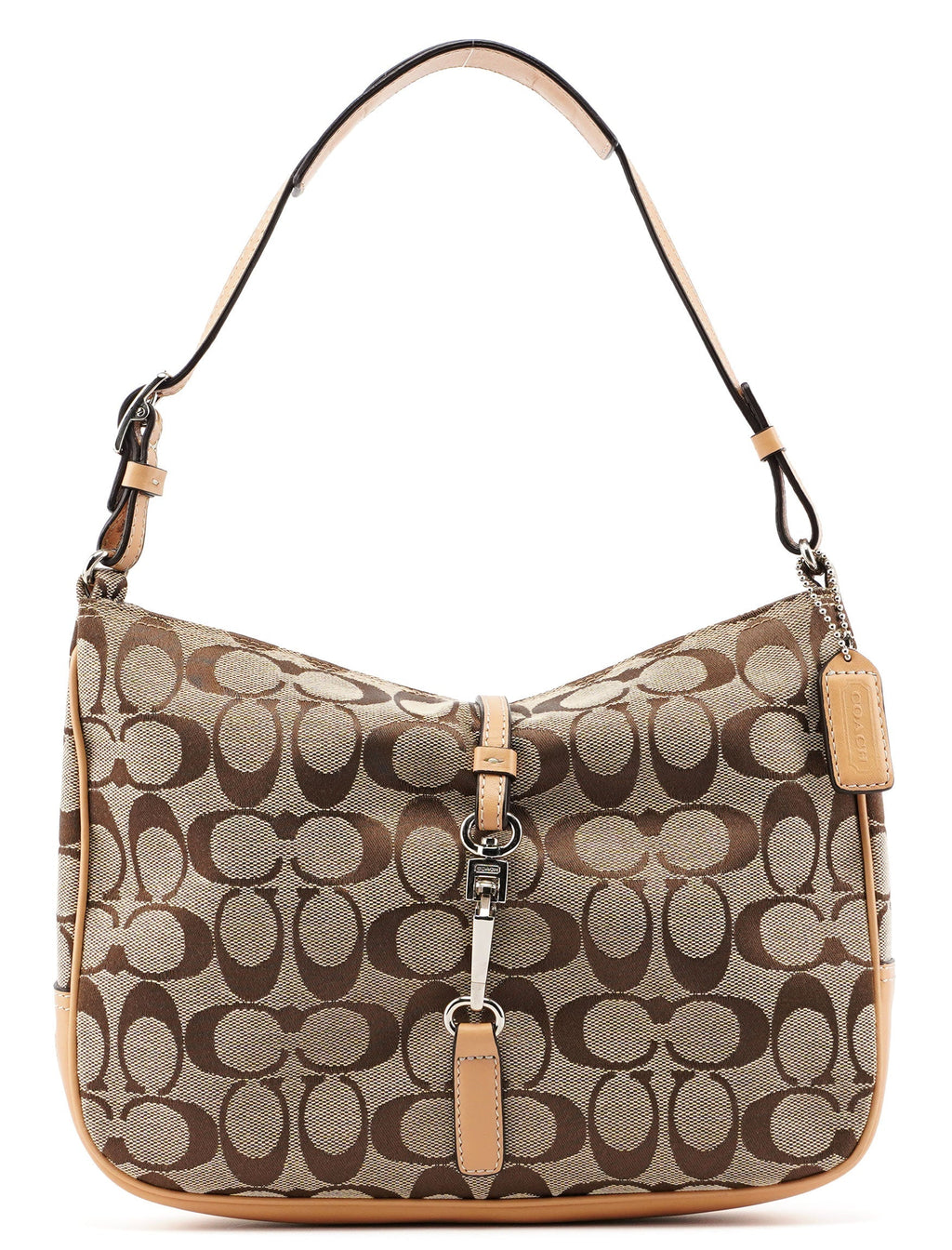 6091 Beige Signature C Hobo Shoulder Bag