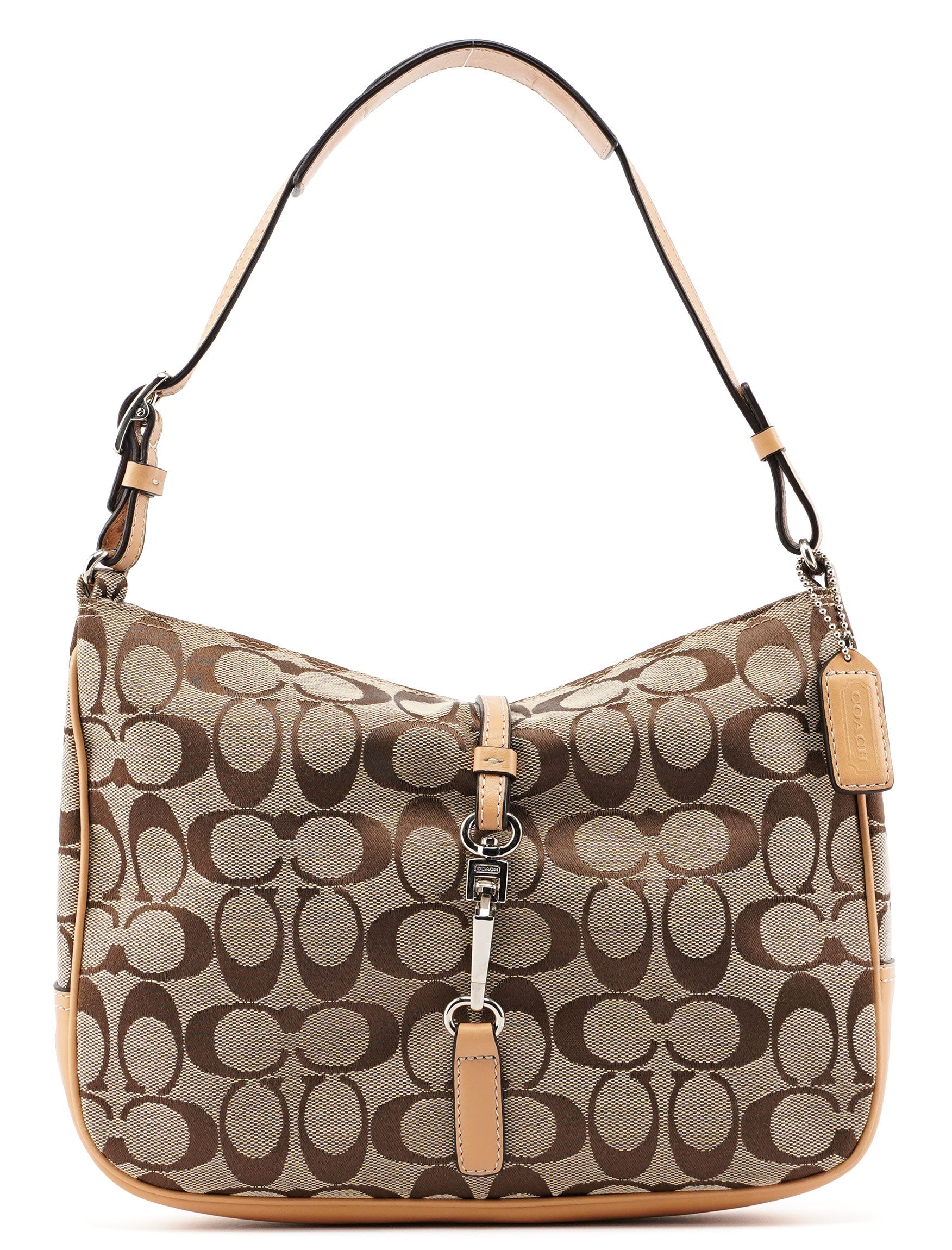 6091 Beige Signature C Hobo Shoulder Bag