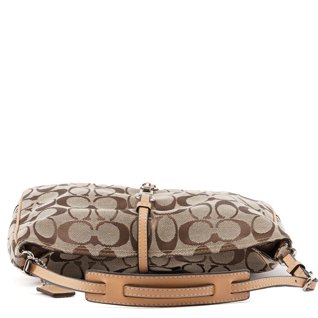 6091 Beige Signature C Hobo Shoulder Bag