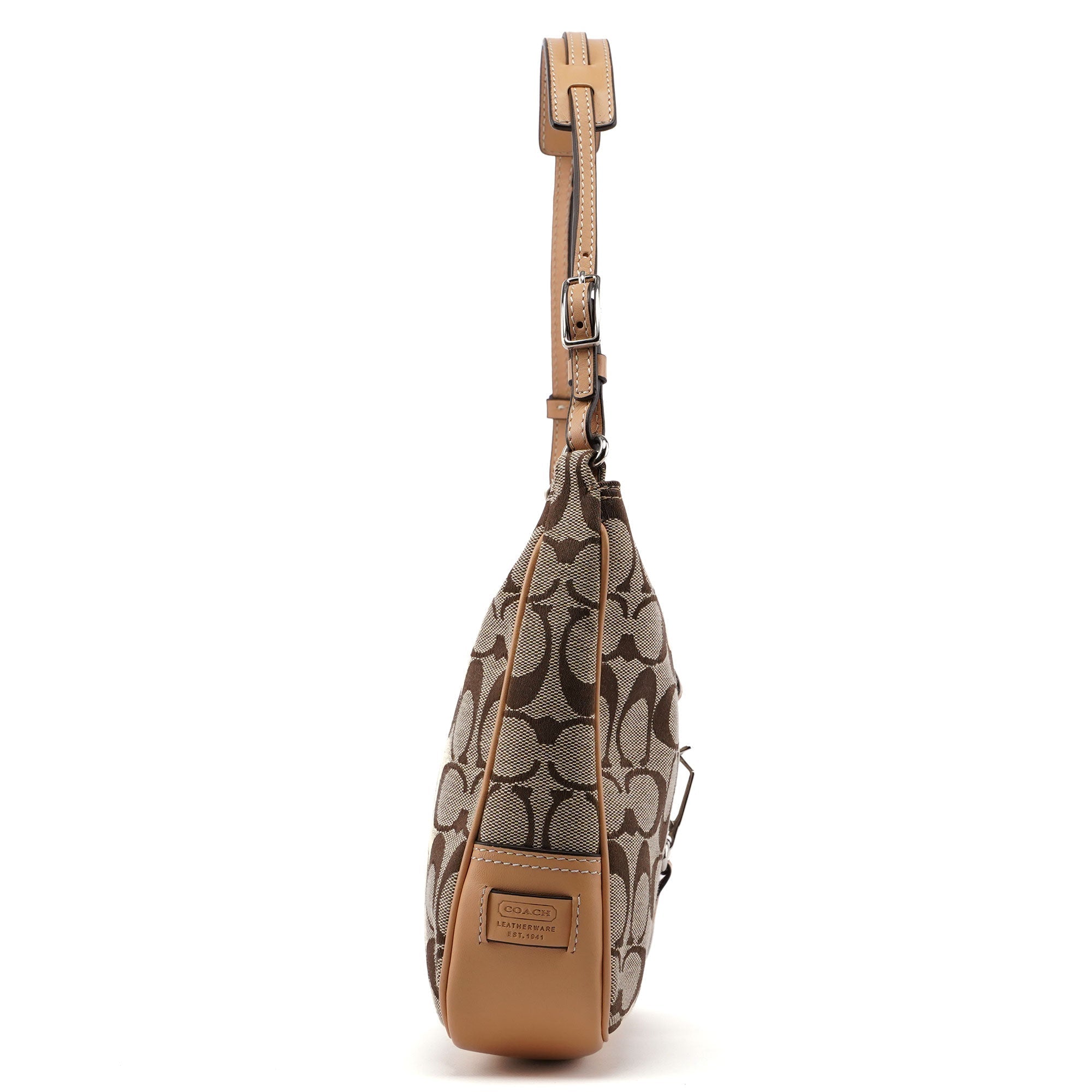 6091 Beige Signature C Hobo Shoulder Bag
