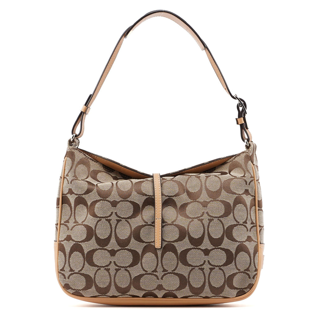 6091 Beige Signature C Hobo Shoulder Bag