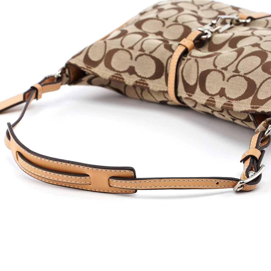 6091 Beige Signature C Hobo Shoulder Bag