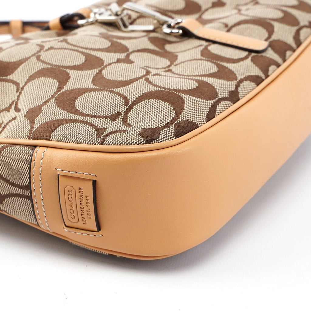 6091 Beige Signature C Hobo Shoulder Bag