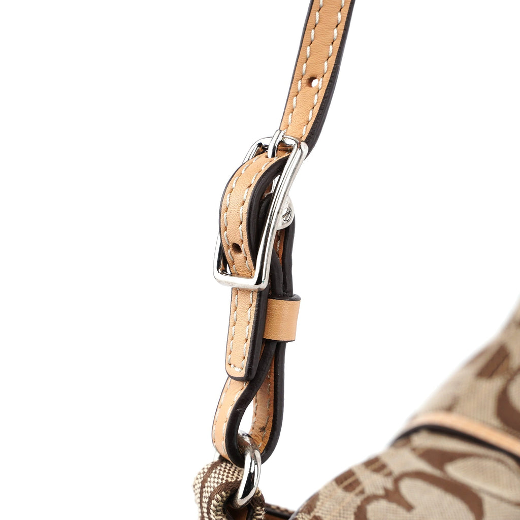 6091 Beige Signature C Hobo Shoulder Bag