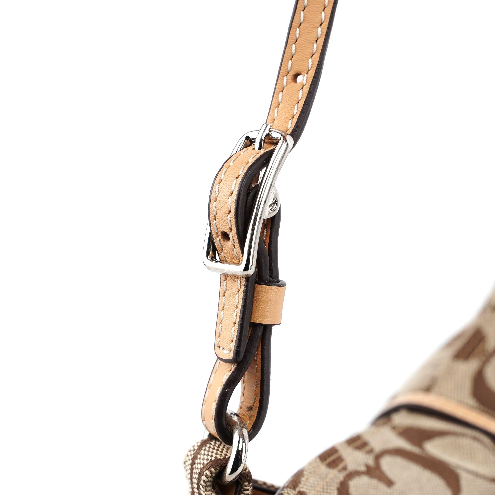 6091 Beige Signature C Hobo Shoulder Bag