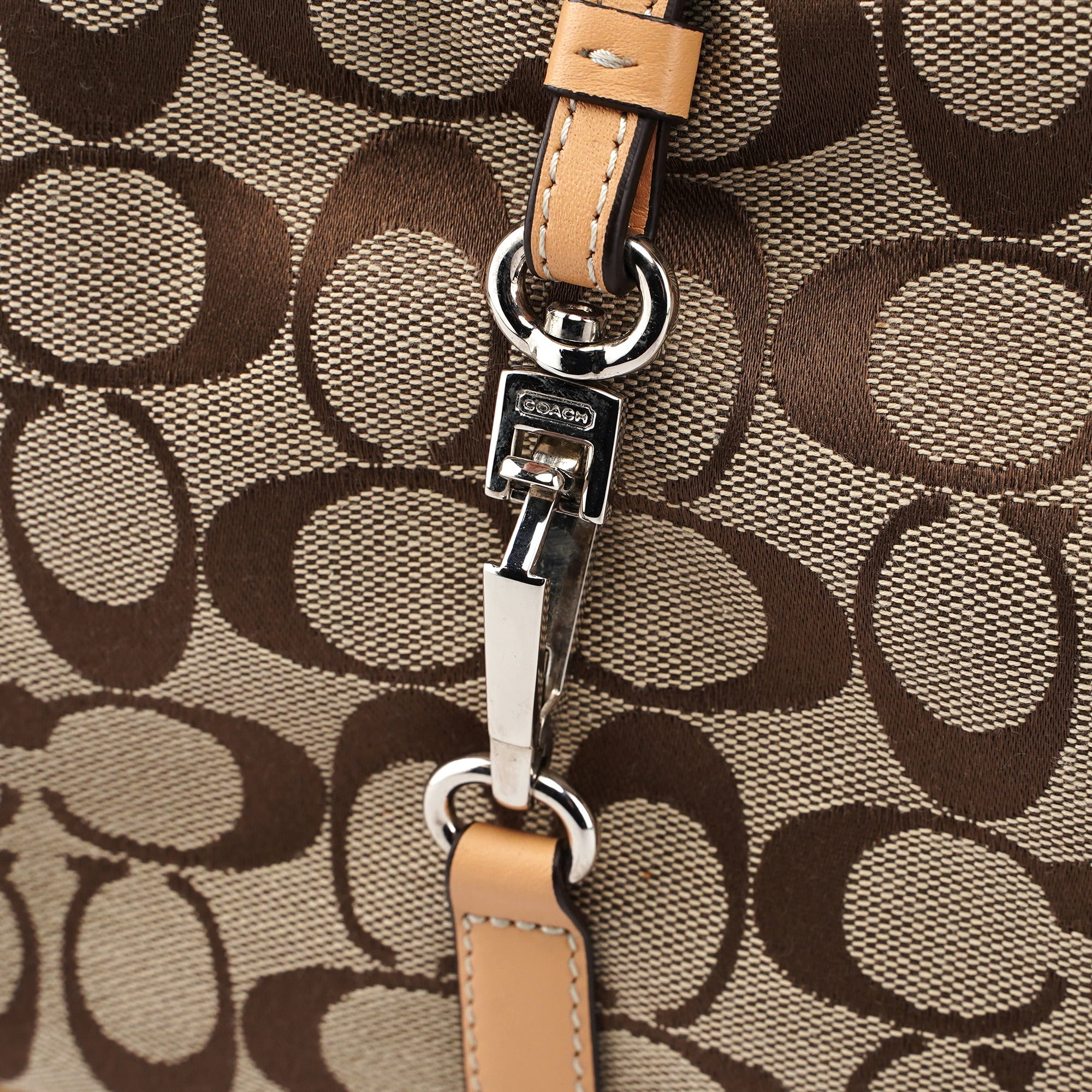 6091 Beige Signature C Hobo Shoulder Bag