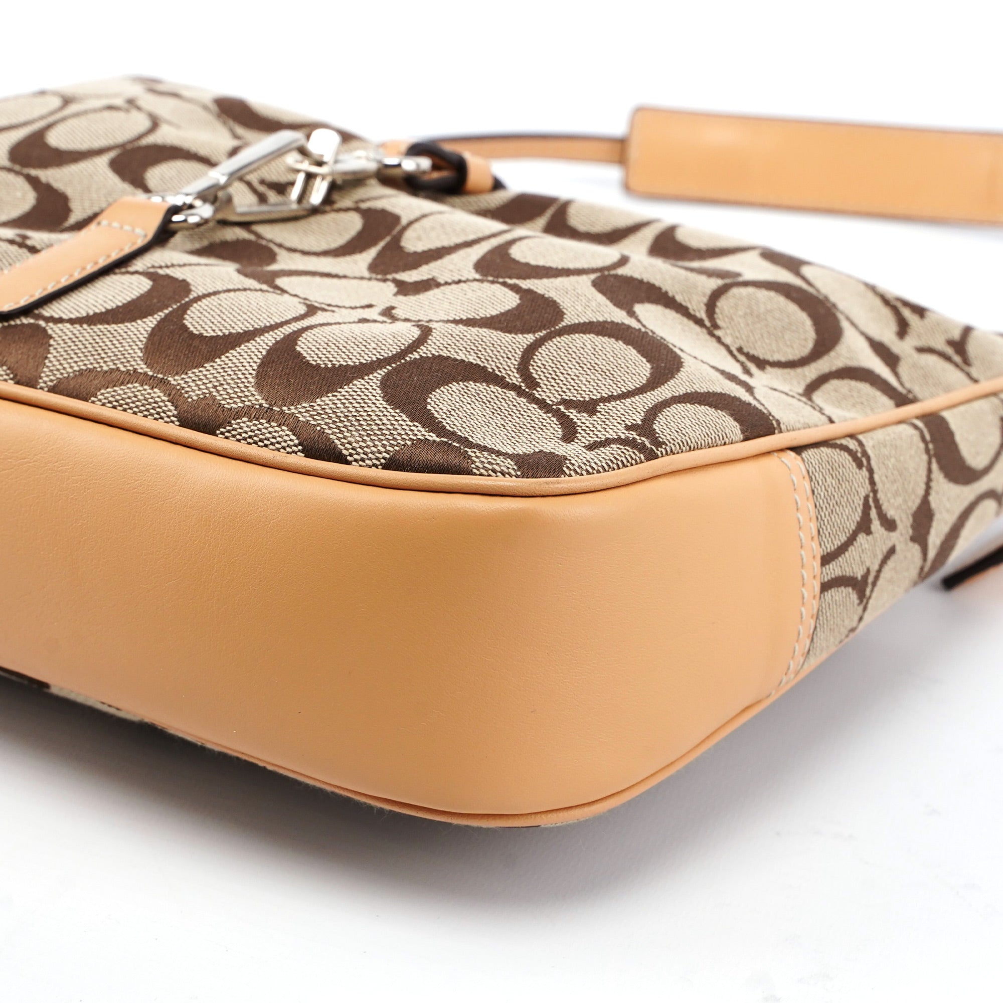 6091 Beige Signature C Hobo Shoulder Bag